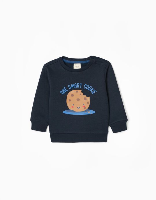 Sweat-Shirt Bébé Garçon 'Smart Cookie', Bleu Foncé