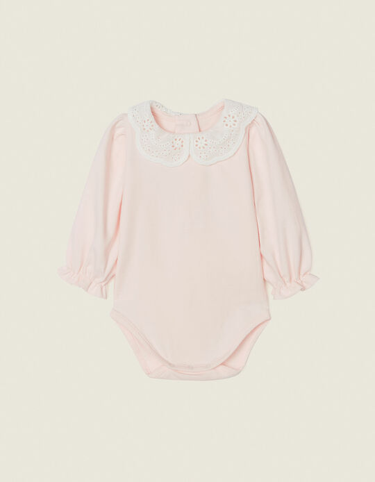 Long Sleeve Cotton Bodysuits for Newborn Baby Girls, Pink