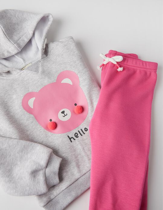 Tracksuit for Baby Girls 'Hello', Pink/Grey