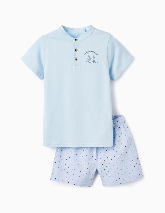 Pijama de Algodón con Estrellas para Niño, Azul