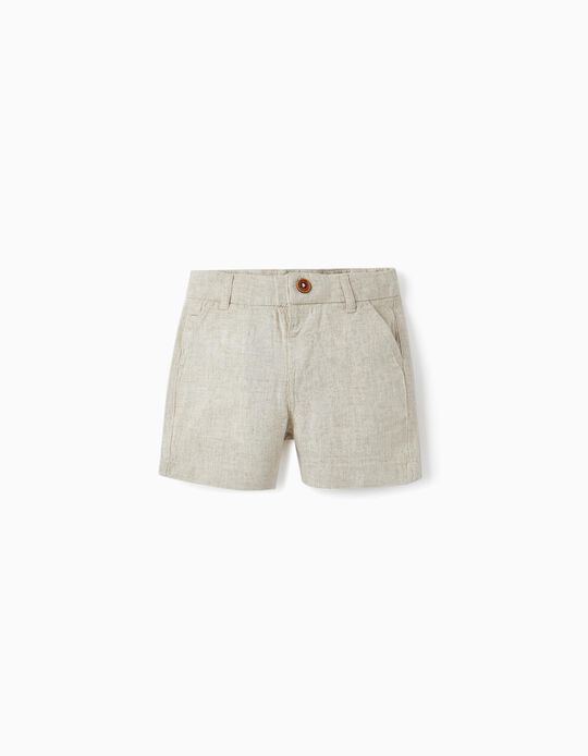 Shorts with Linen for Baby Boy, Beige