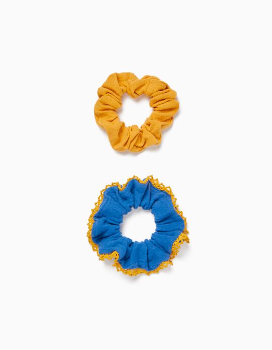 Pack 2 Scrunchies para Bebé e Menina, Amarelo/Azul