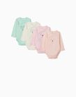 4 Long Sleeve Bodysuits for Babies, 'Animals', Multicoloured