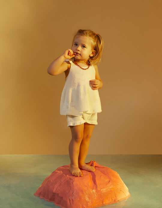 Buy Online Knitted Top + Bloomers for Baby Girls, White