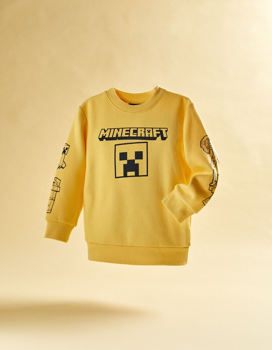 Comprar Online Sweat Cardada de Algodão para Menino 'Minecraft', Amarelo