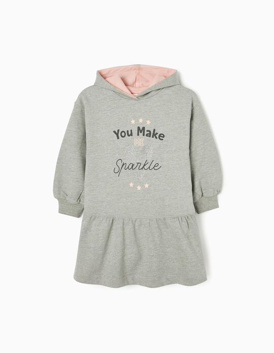 Brushed Sweat-Dress in Cotton for Girls, Grey