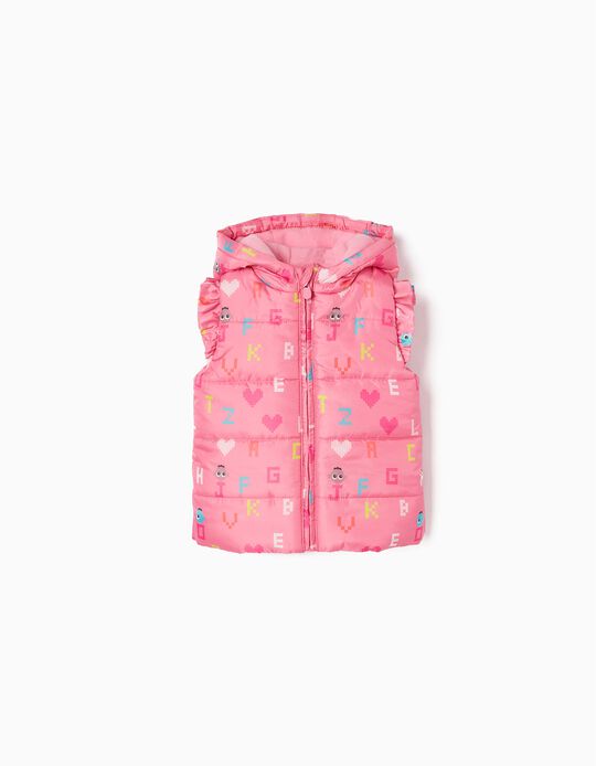 Padded Gilet with Polar Lining for Girls, Pink