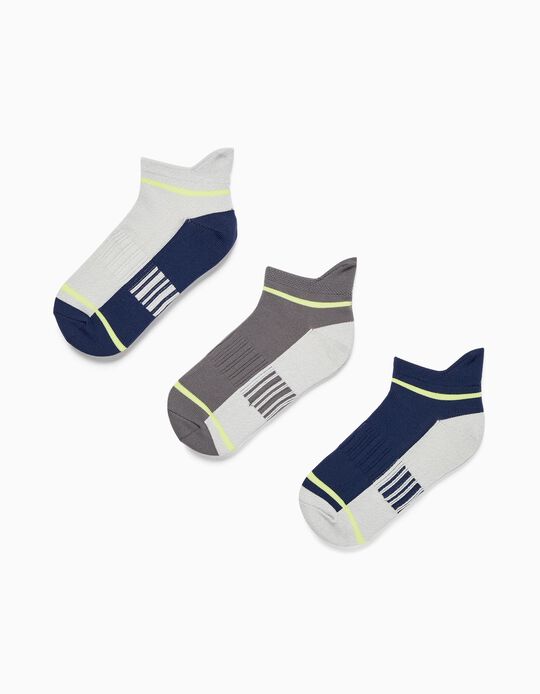 Pack of 3 Pairs of Socks for Boys, Grey/Dark Blue