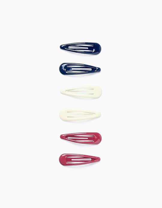 Comprar Online Pack 6 Ganchos de Cabelo para Bebé e Menina, Branco/Vermelho/Azul