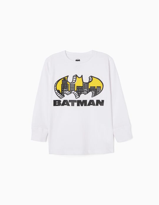 Camiseta de Manga Larga de Algodón para Niño 'Batman', Blanco