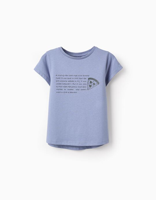Comprar Online T-shirt com Purpurinas para Menina 'NY Pizza', Azul