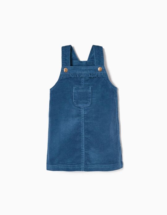 Cotton Corduroy Pinafore Dress for Baby Girls, Blue