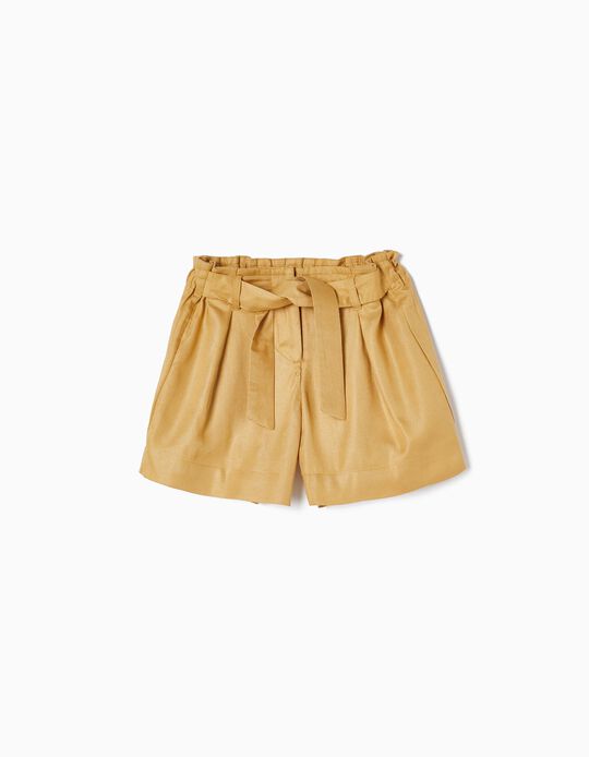 Twill Shorts for Girls, Dark Beige