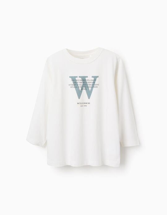 Comprar Online T-shirt de Manga Comprida para Menino 'W', Branco