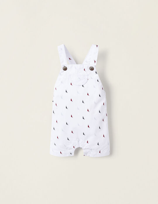 Dungarees with Pattern for Newborn Boys 'Sailboat', White