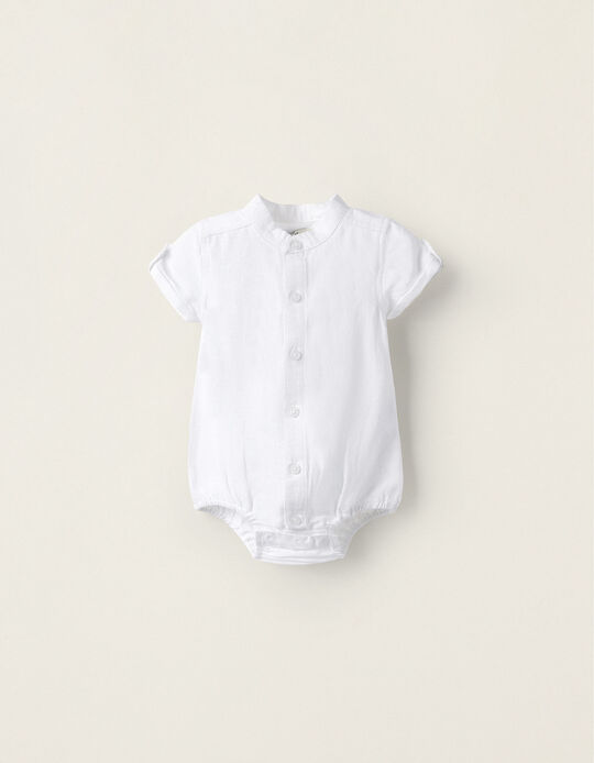 Body-Camisa de Manga Curta para Recém-Nascido, Branco