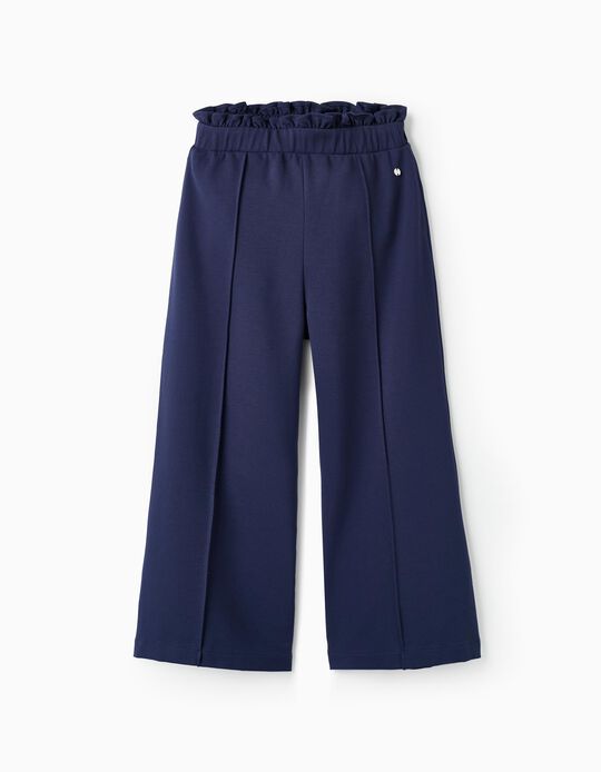 Pantalones de Punto Roma para Niña 'Wide Leg', Azul Oscuro