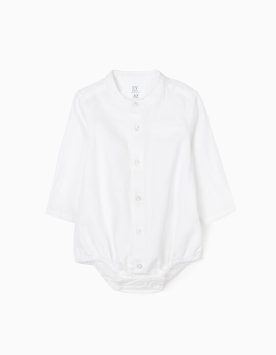 Shirt-Bodysuit for Newborn Baby Boys, White