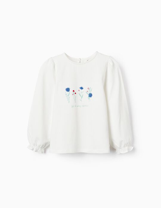 Long Sleeve T-Shirt for Girls 'Floral', White