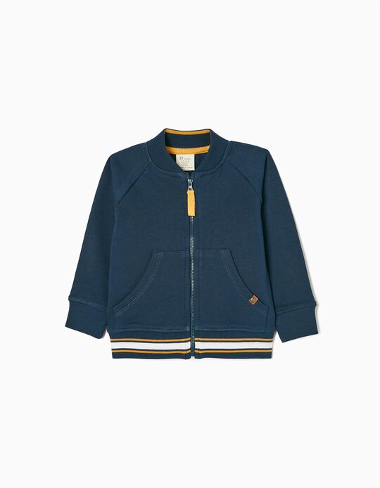 Cotton Jacket with High-Neck for Baby Boys, Dark Blue