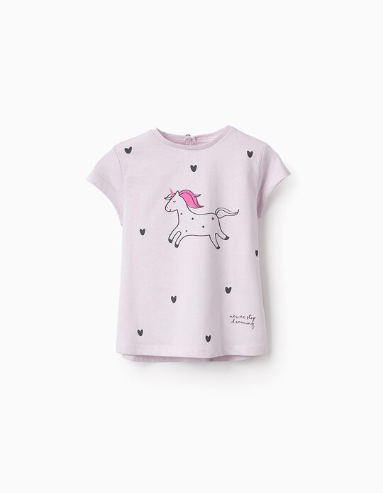 Comprar Online T-shirt de Algodão para Bebé Menina 'Unicórnio', Lilás