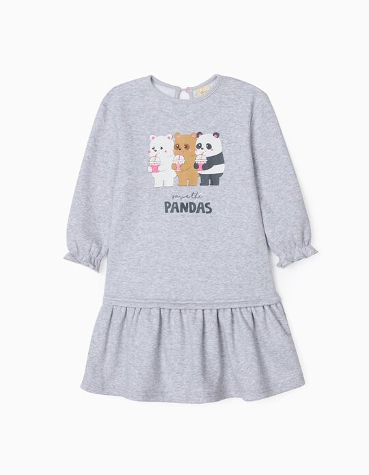 Sweat Dress for Girls 'Save the Pandas', Grey
