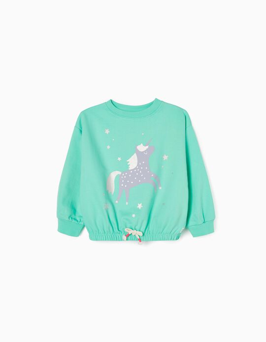 Sweatshirt for Girls 'Unicorn', Aqua Green