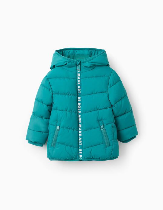 Buy Online Hooded Puffer for Baby Boys, Turquoise