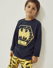 Pijama de Algodão para Menino 'Batman', Azul Escuro/Amarelo