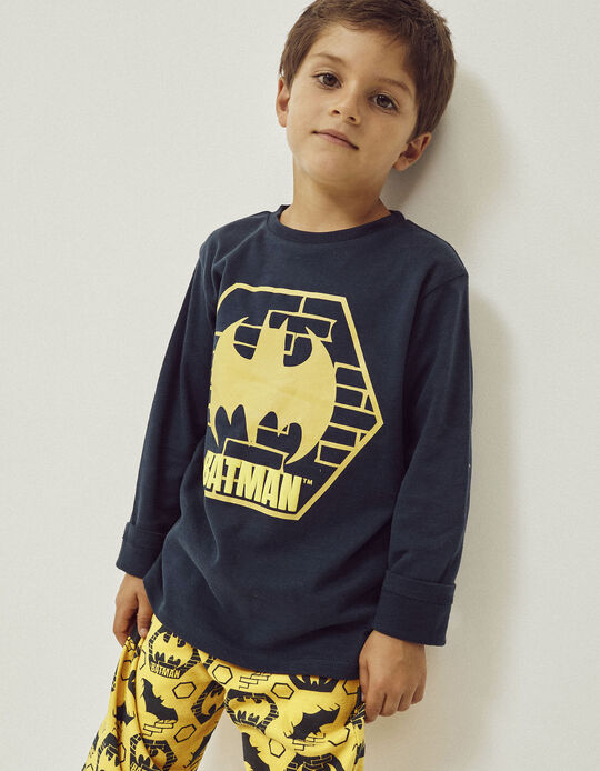 Pijama de Algodão para Menino 'Batman', Azul Escuro/Amarelo
