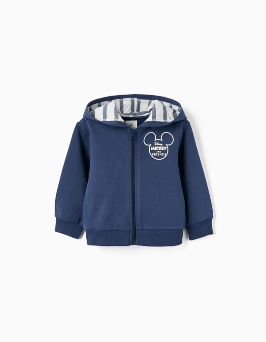 Hooded Jacket in Cotton for Baby Boys 'Mickey', Dark Blue