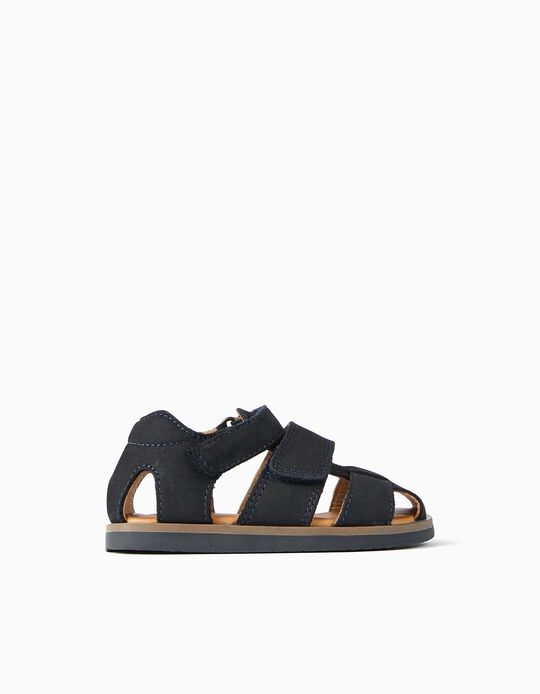 Leather Sandals for Baby Boys, Dark Blue