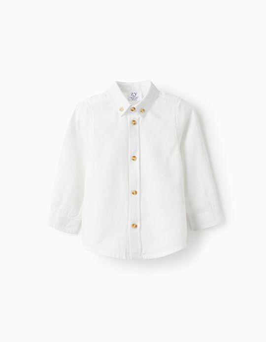 Cotton Shirt for Baby Boys, White