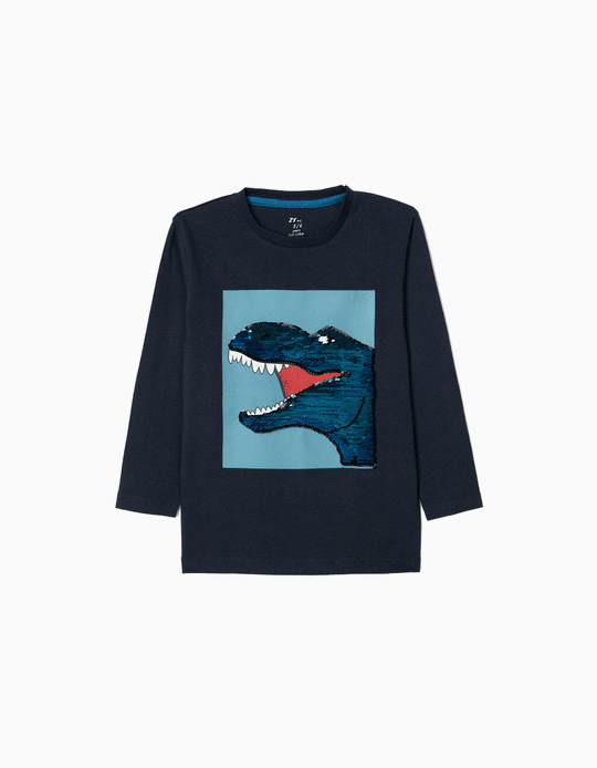 Long Sleeve T-Shirt for Boys 'Dino', Dark Blue