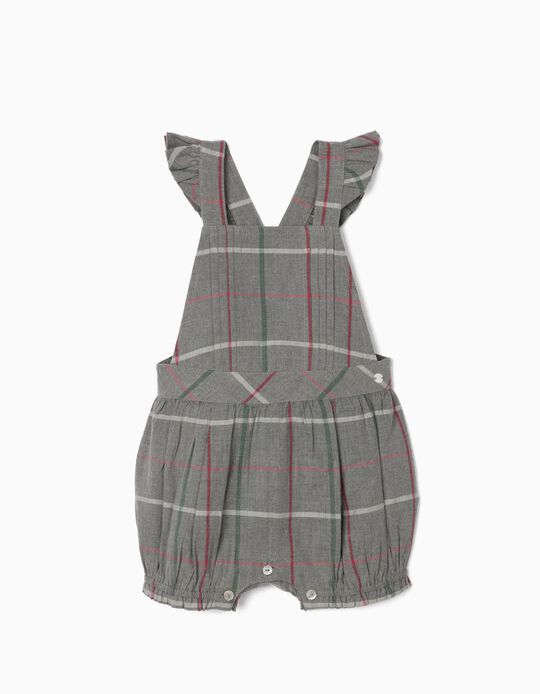 Chequered Jumpsuit for Baby Girls, Grey