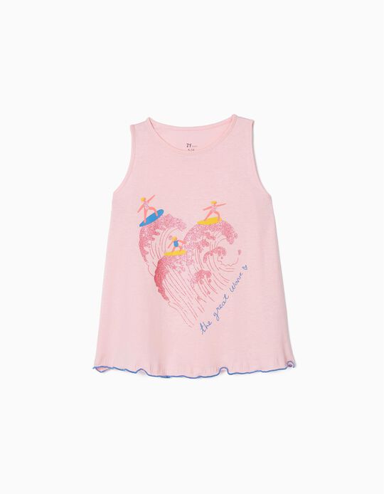 T-Shirt Sans Manches Fille 'Great Wave', Rose