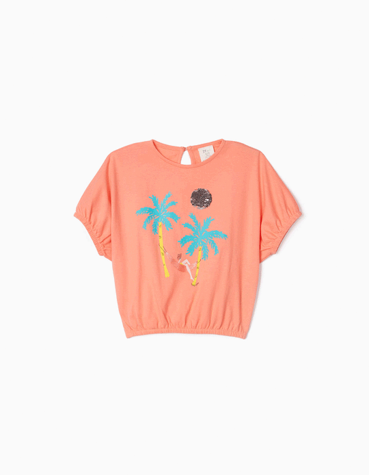Camiseta para Niña 'Tropical Vibes', Naranja