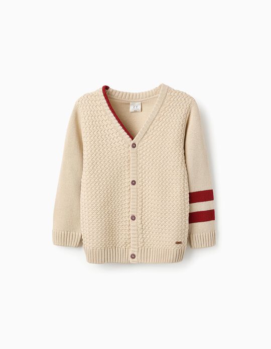 Buy Online Cardigan with Contrast Stripes for Boys, Beige