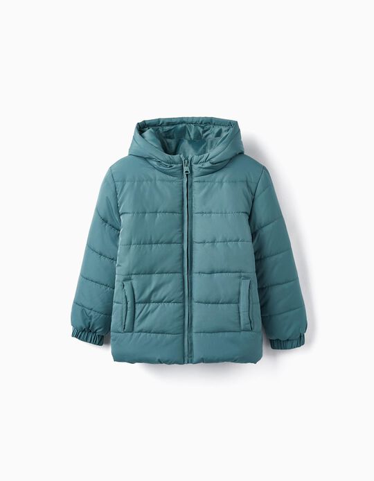 Hooded Quilted Jacket for Boys, Green