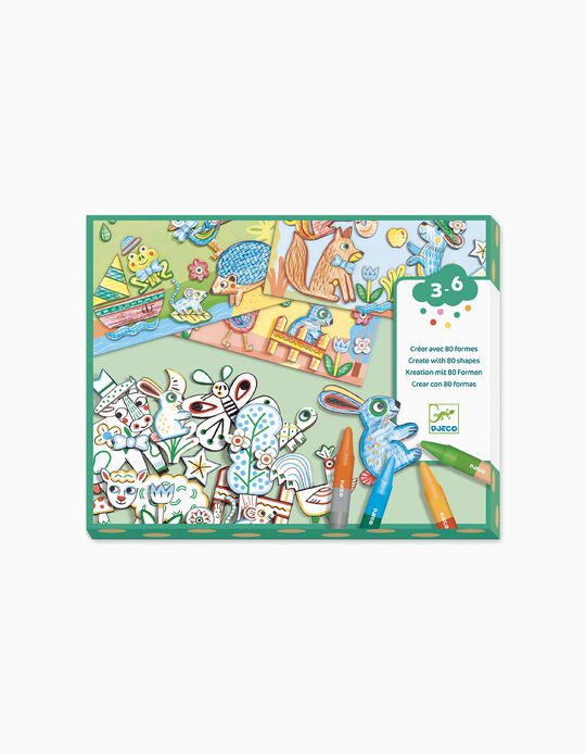 Colouring and Gluing Book Animals Djeco 3A+