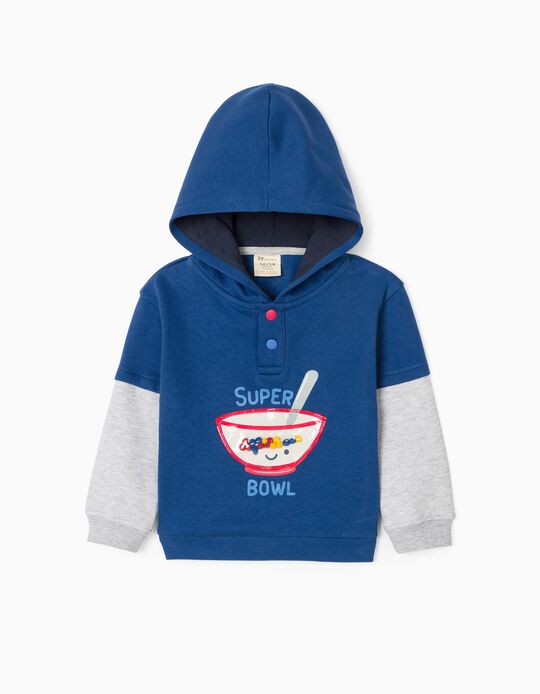 Hooded Sweatshirt for Baby Boys 'Super Bowl', Blue/Grey