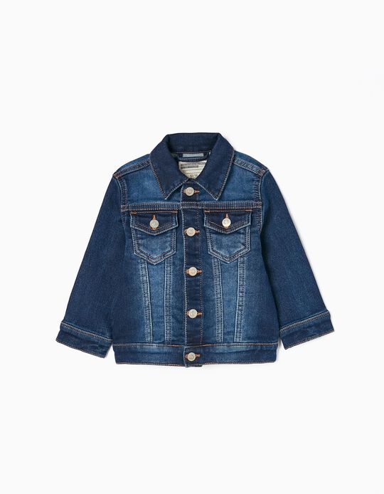 Cotton Denim Jacket for Baby Boys, Dark Blue