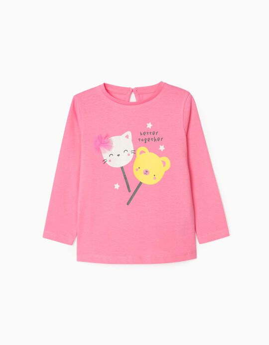 T-Shirt de Manga Comprida para Bebé Menina 'Better Together', Rosa