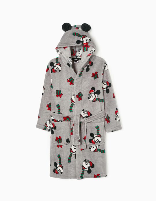 Hooded Dressing Gown for Girls 'X-Mas Mickey', Grey