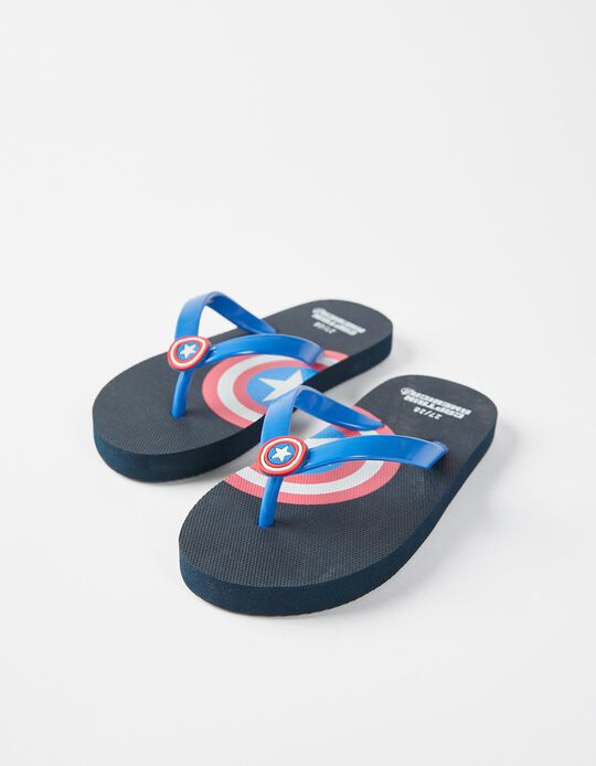 Flip-Flops for Boys 'Captain America', Black/Blue