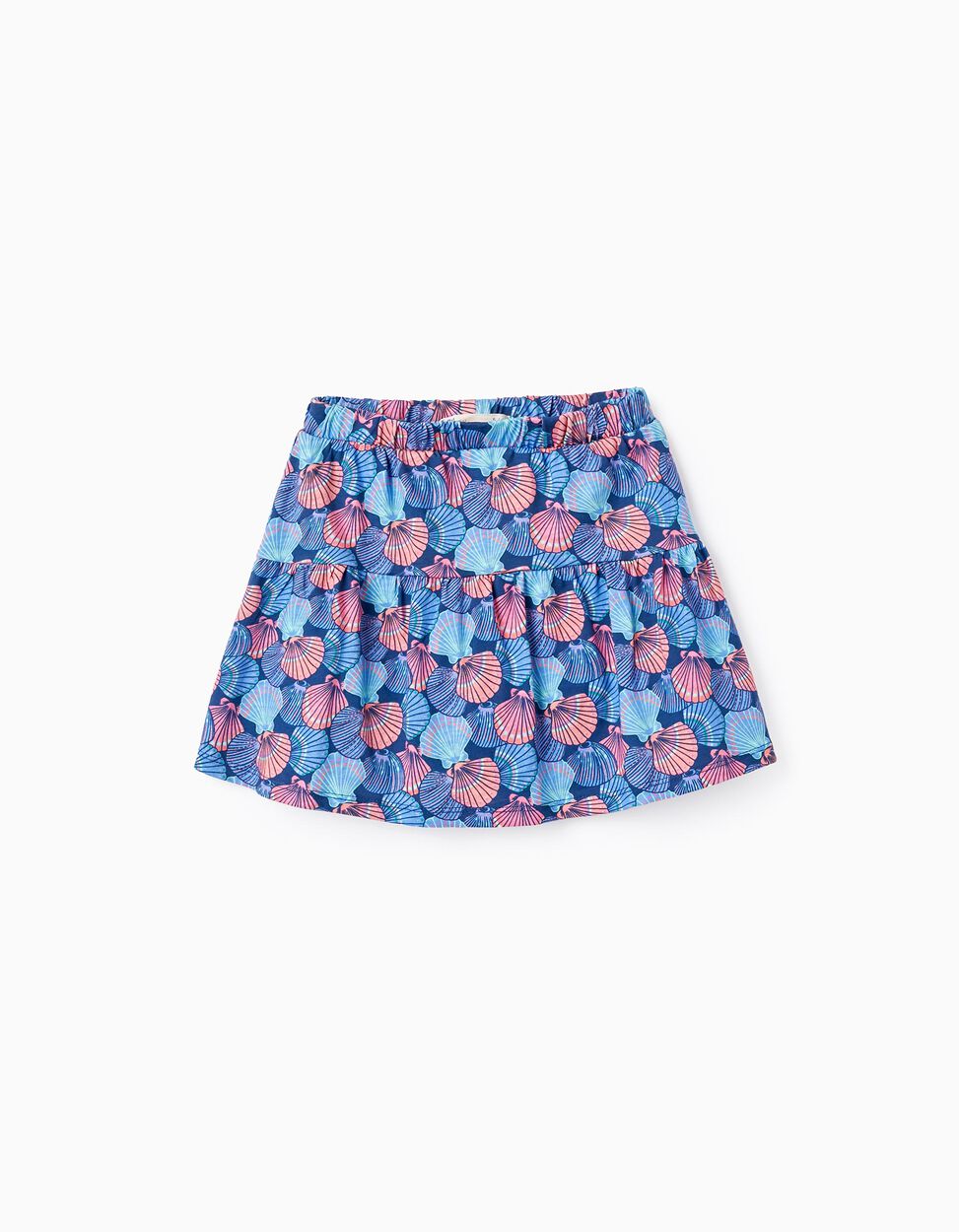 Buy Online Printed Skirt with Built-in Shorts for Girls, Blue/Coral