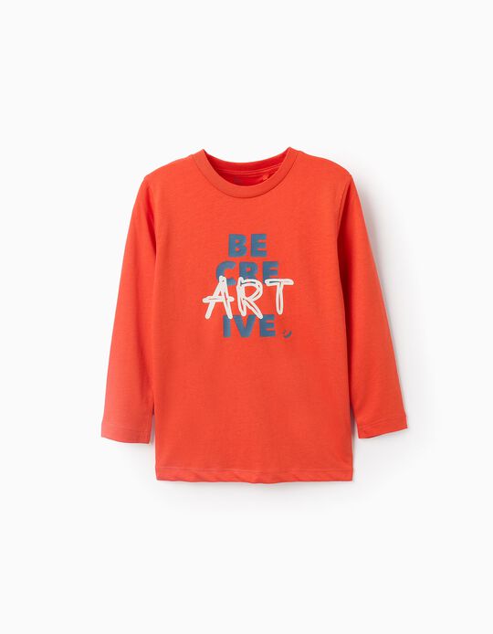 Comprar Online T-shirt de Manga Comprida para Menino 'Art', Laranja