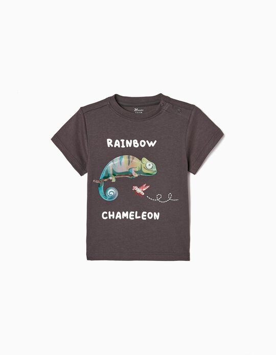 Cotton T-shirt for Baby Boys 'Chameleon', Dark Grey