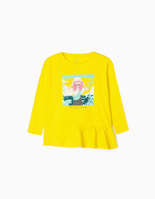 Long Sleeve T-Shirt for Girls 'Adventure', Yellow