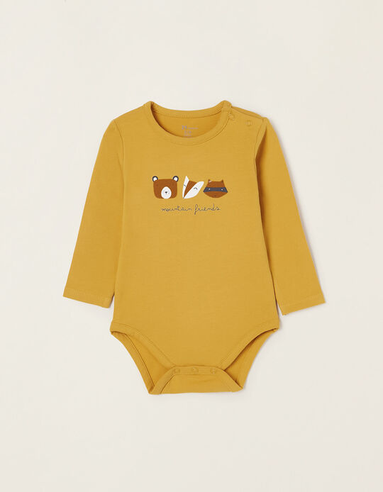 Cotton Bodysuit for Newborn Babies 'Friends', Yellow